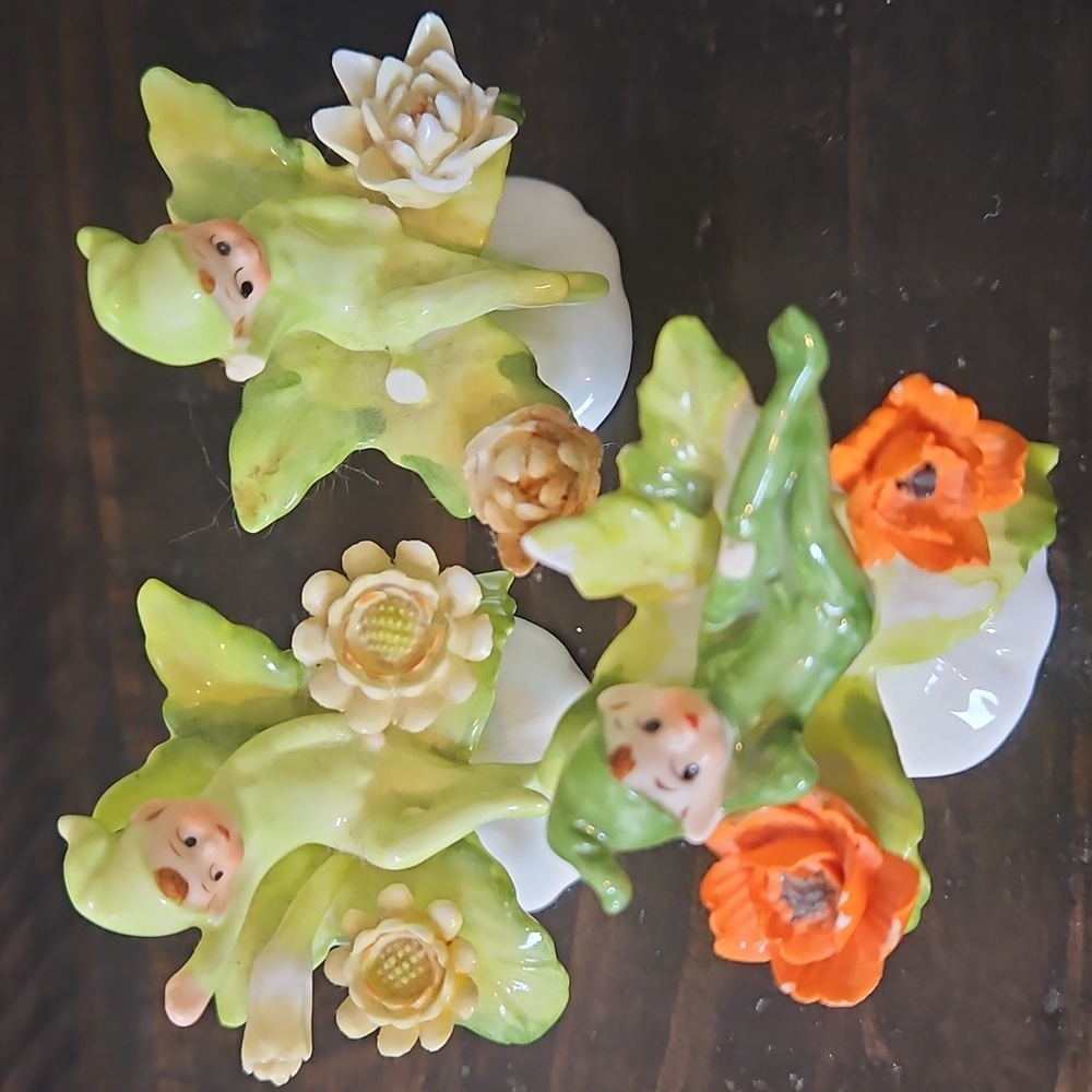Trio Napcoware Pixie/Fairies Bone China Novelty Pieces